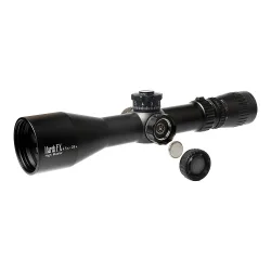 Прицел March-FX 4,5-28x52 FML-TR1 FFP 34мм - ракурс с крышкой объектива и кольцом