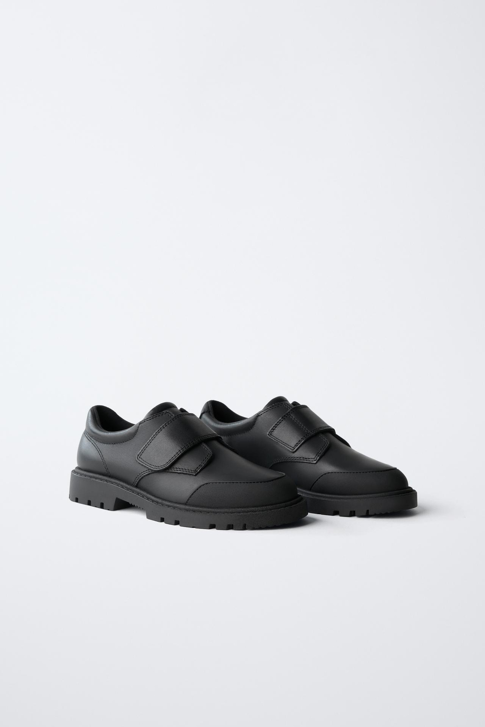 ZARA КОЖАНЫЕ ШКОЛЬНЫЕ ТУФЛИ, ЧЕРНЫЙ