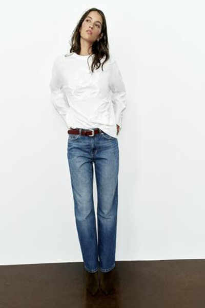 ФУТБОЛКА С ДЛИННЫМИ РУКАВАМИ И ОТДЕЛКОЙ — ZARA