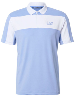 Мужское теннисное поло EA7 Tennis Pro Zip-Up Shirt - bel air blue