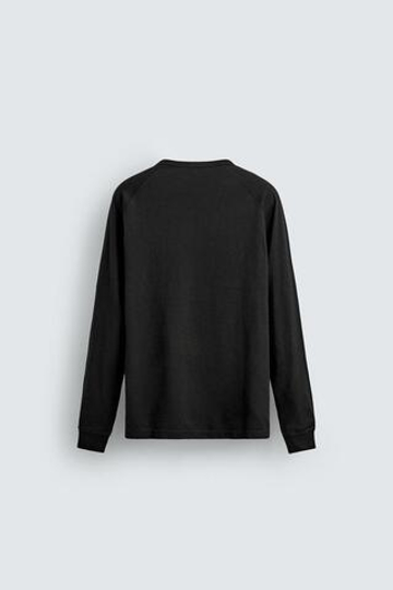 ZARA ФУТБОЛКА С ВОРОТНИКОМ НА ПУГОВИЦАХ, ЧЕРНЫЙ
