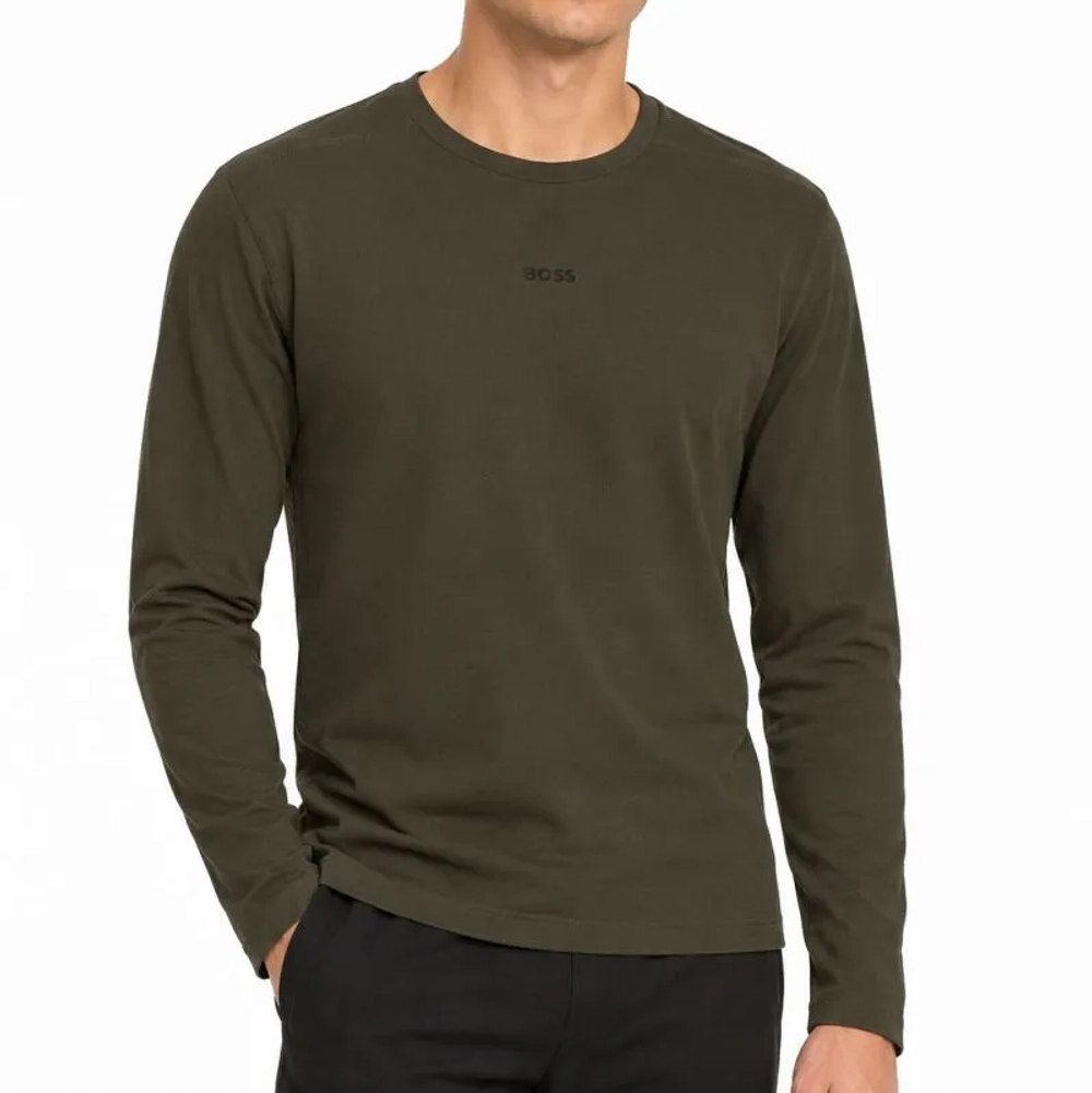 Мужская теннисная футболка с длинным рукавом BOSS Active Long Sleeve In Pointelle - open green
