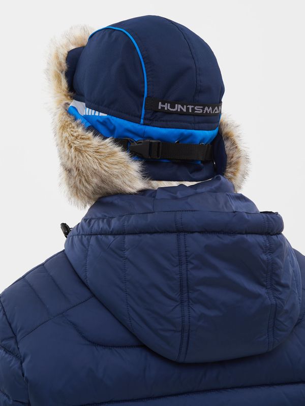 Шапка ушанка зимняя Yakutia цвет Тёмно-синий ткань Galaxy Breathable иск. мех Волк