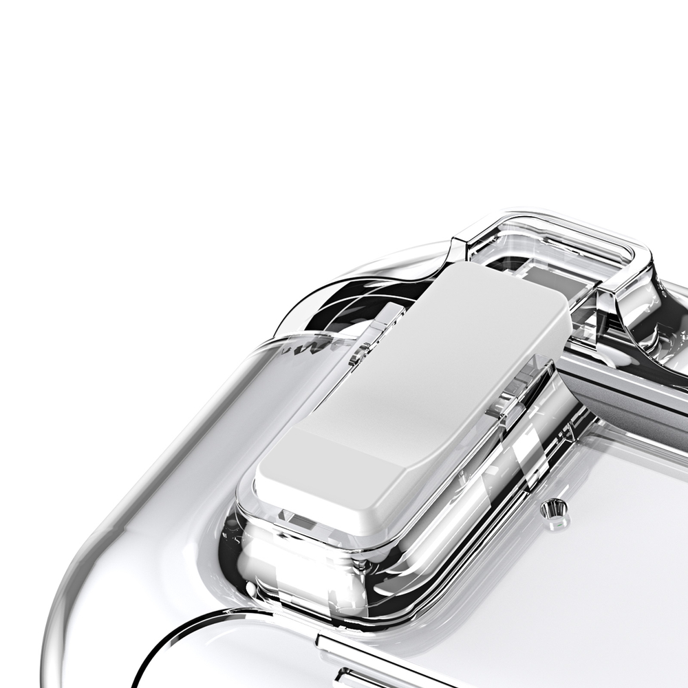 Чехол прозрачный с магнитным замком для наушников AirPods 4, серия PECR Series Case, в комплекте с карабином