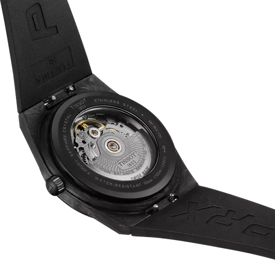 Tissot T137.907.97.201.00 мужские часы Tissot PRX Carbon Powermatic 80  back side