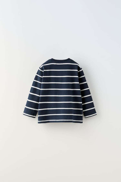 ZARA ФУТБОЛКА ПРЕМИУМ-КАЧЕСТВА В ПОЛОСКУ, МОРСКОЙ СИНИЙ