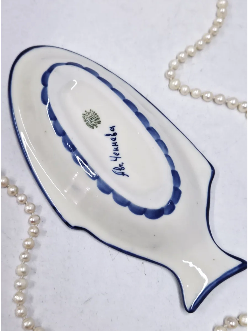 Блюдо Шпротница Гжель