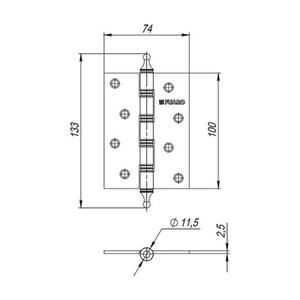 Петля дверная универсальная FUARO 4BB/A 100x75x2,5 OS античное серебро /45467/ (1 шт)