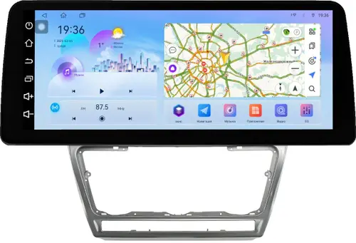 Магнитола для Skoda Octavia A5 2004-2013 (рамка серебро) - FarCar S500-TS18 монитор 12.3" 2K QLED на Android 14, Быстрая, CarPlay, 4G SIM-слот