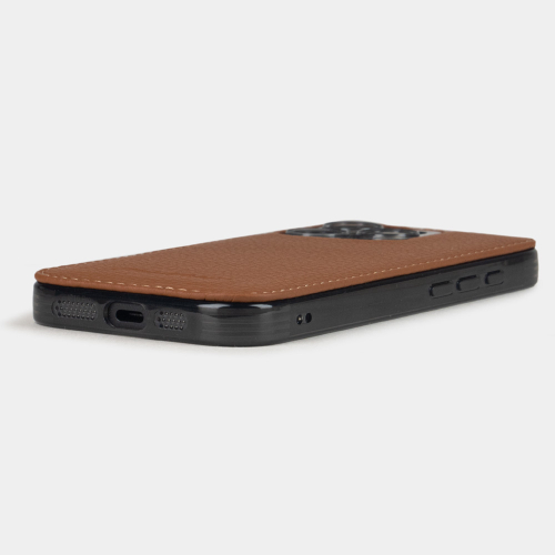 Чехол-накладка кожаная для iPhone 16 Pro Max, теленок цвета карамель