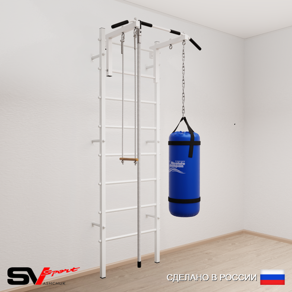 Шведская стенка Sv Sport усиленная 6152 (Турник стандарт/Канат/Трапеция/Цепь/Мешок 22кг)