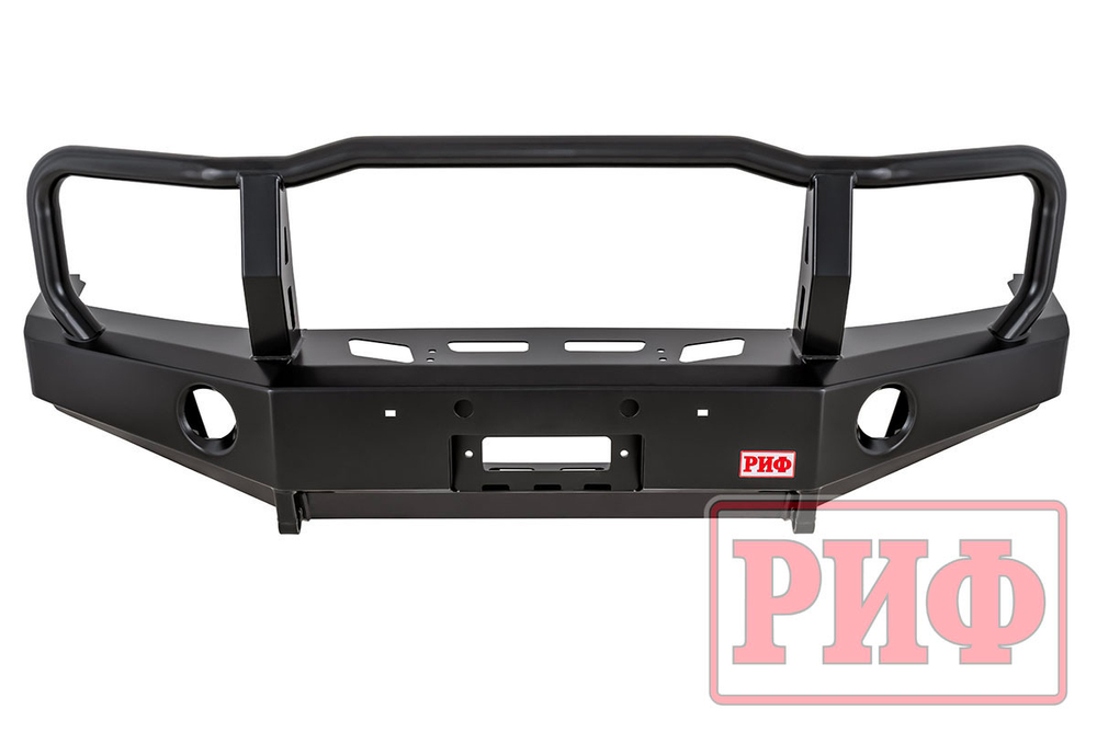 Бампер силовой передний Toyota Land Cruiser 76/78/79 2007+ c доп. фарами и защитной дугой, с площадкой под лебедку РИФ