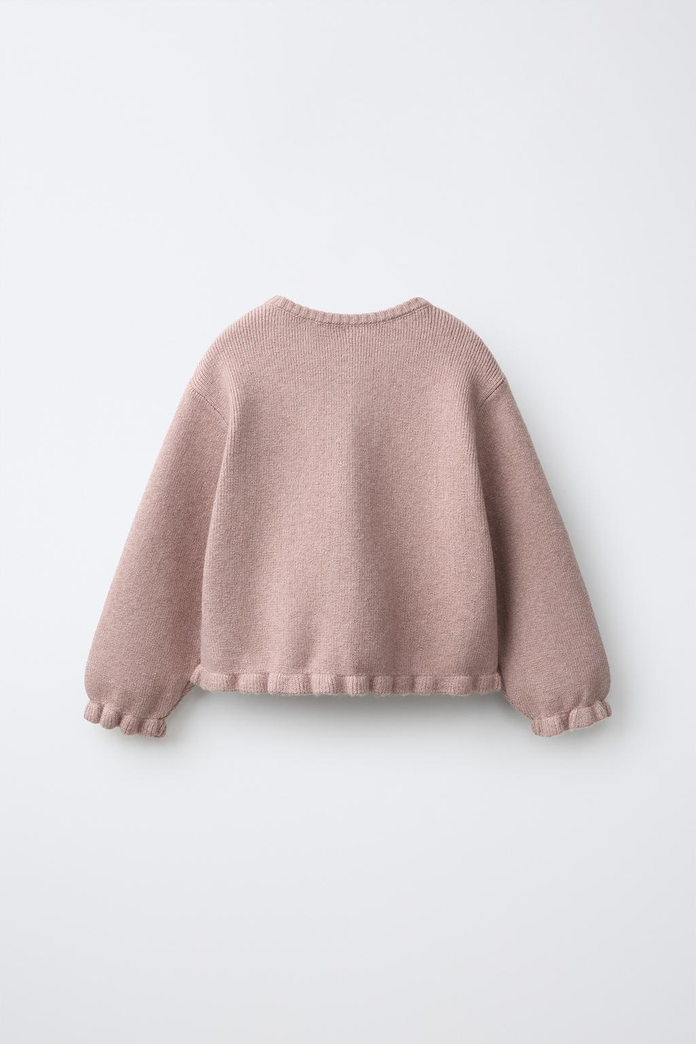 ZARA КАРДИГАН С ОБОРКАМИ, РОЗОВЫЙ МЕЛАНЖ