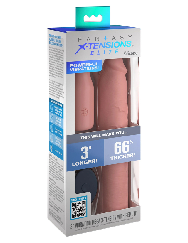 Насадка на член с вибрацией Fantasy X-tensions 9"" Sleeve Vibrating 3"" Plug 415521PD