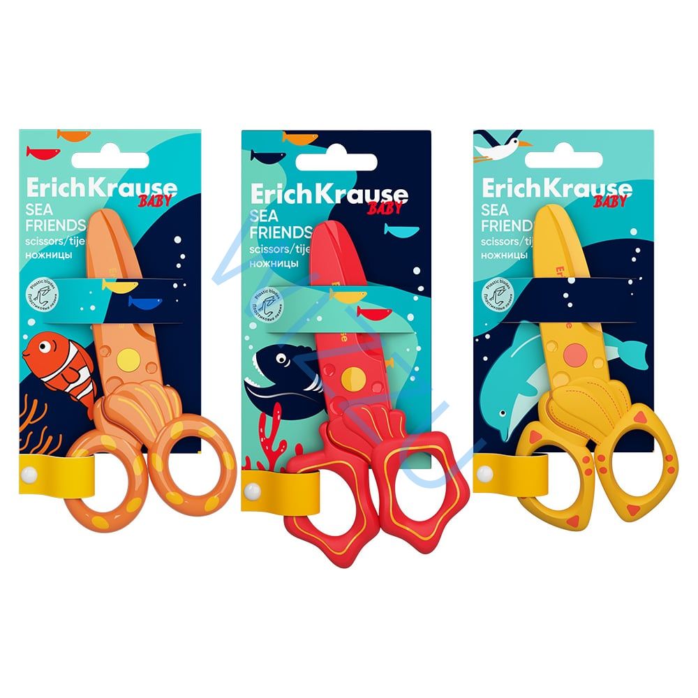 Ножницы пластиковые ErichKrause Sea Friends 12 см ассорти