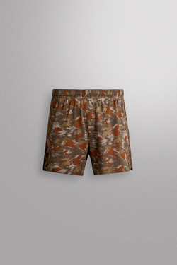 ZARA СПОРТИВНЫЕ ШОРТЫ ДЛЯ БЕГА С ПРИНТОМ 5", КОРИЧНЕВЫЙ