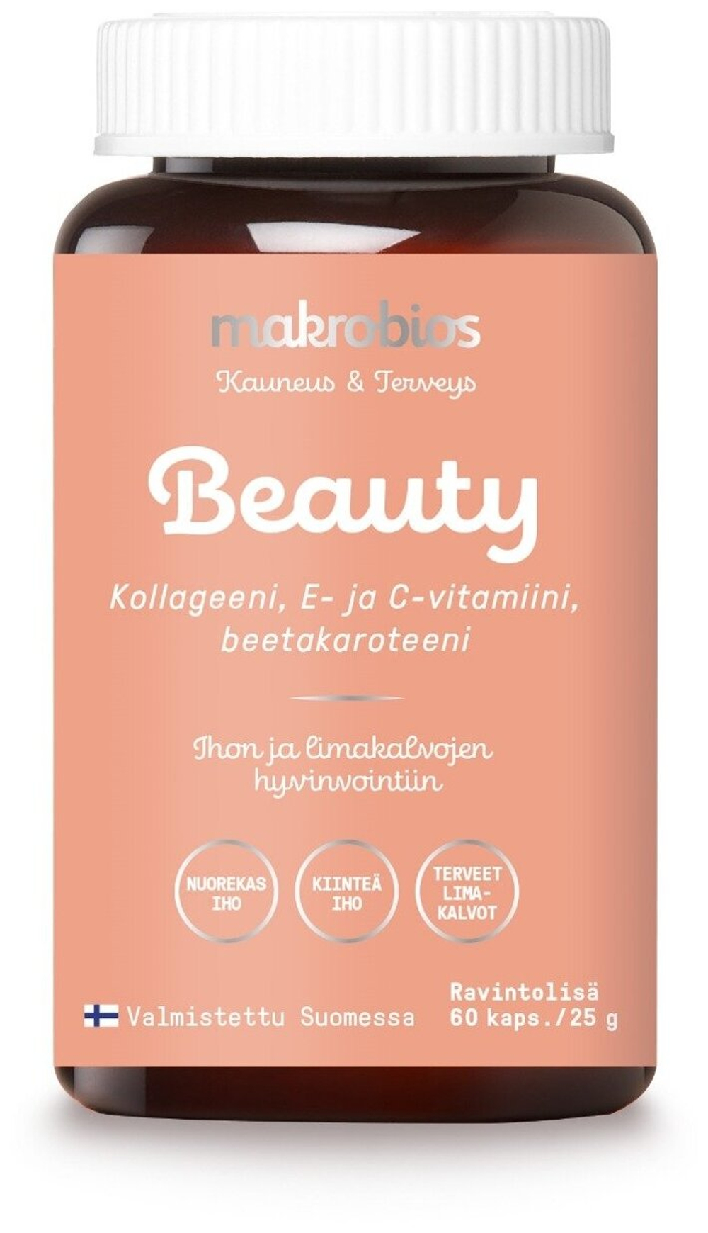 Коллаген  витамины Makrobios    Е и С и бета-каротин 60 капсул. (из Финляндии)