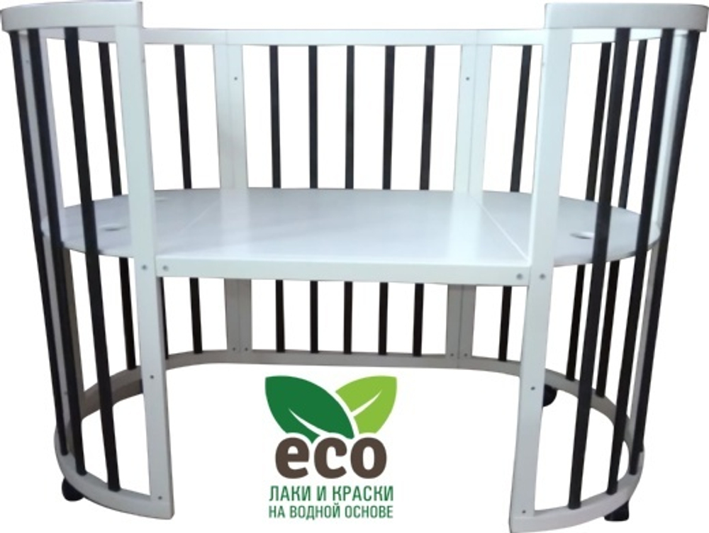Детская кровать "Соня 02" ОВАЛЬНАЯ 8 в 1 Колесо ВЕНГЕ-БЕЛАЯ (75*125)