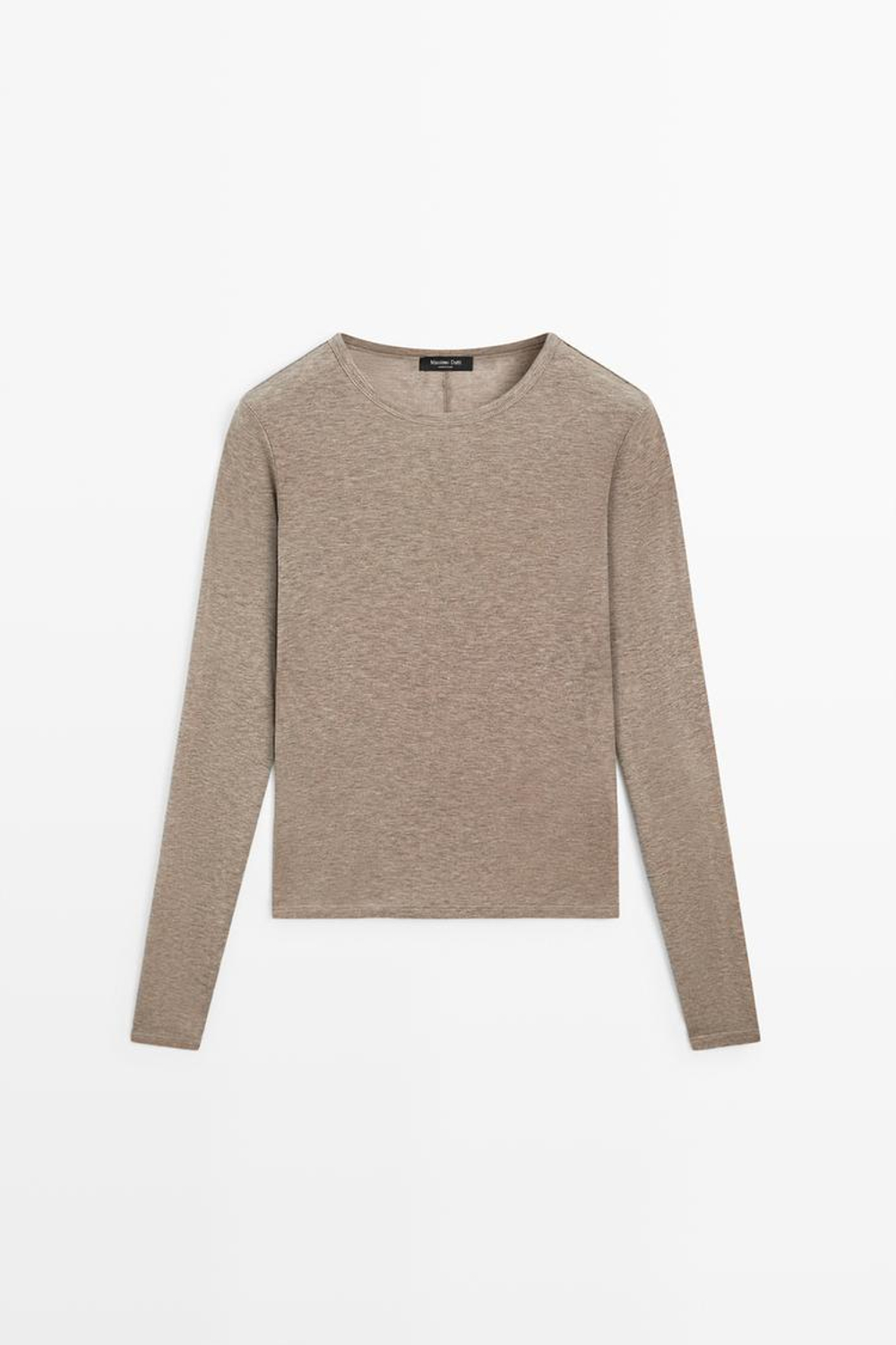 Massimo Dutti Футболка с длинными рукавами из шерстяной смеси, серо-коричневый