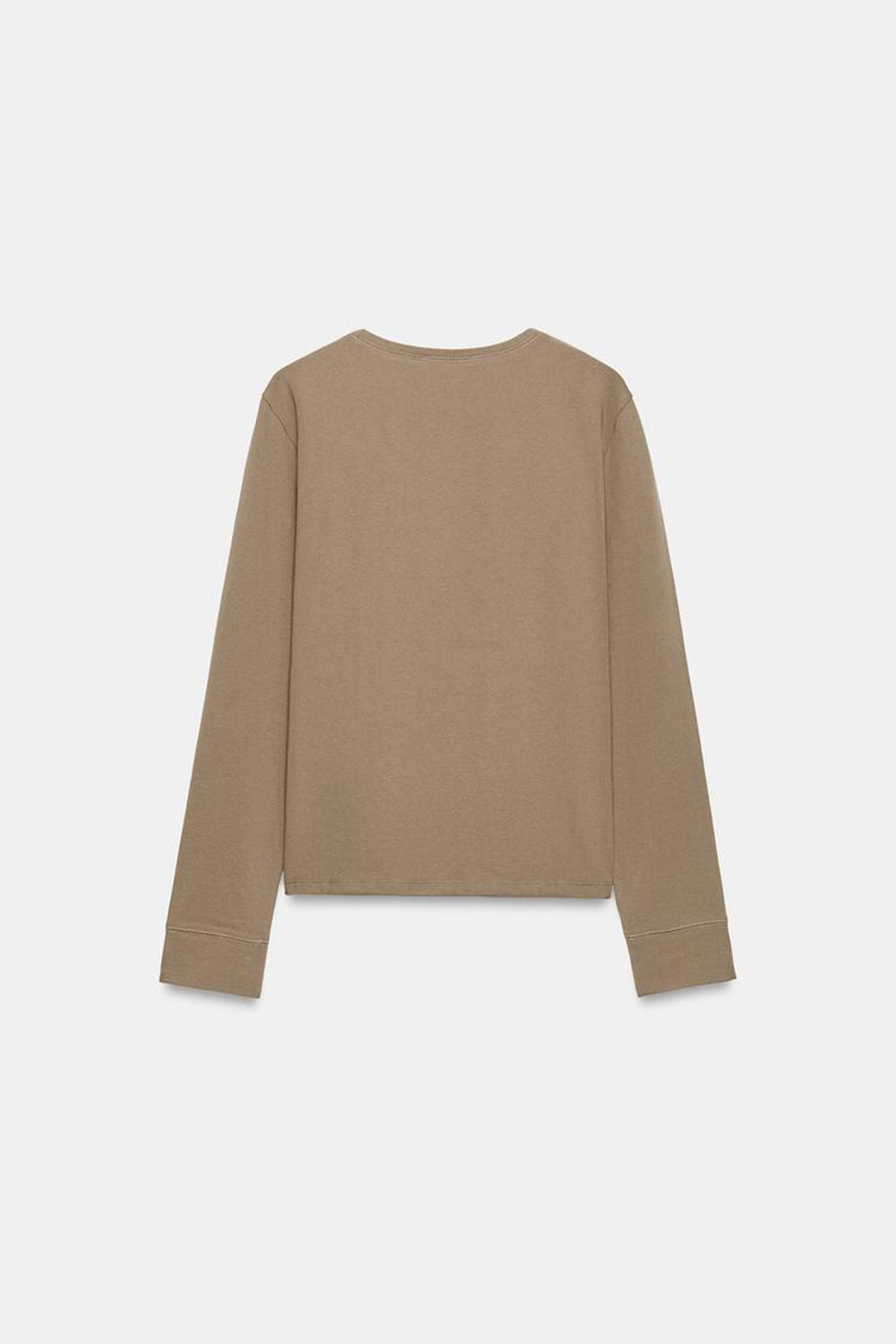 ZARA ФУТБОЛКА ИЗ РУСТИКАЛЬНОГО ХЛОПКА, КОРИЧНЕВЫЙ