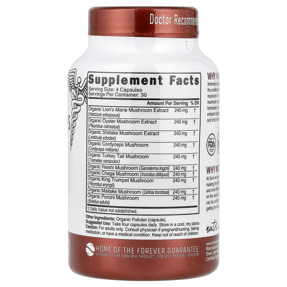 Nutri, 10 органических грибов, 120 органических капсул