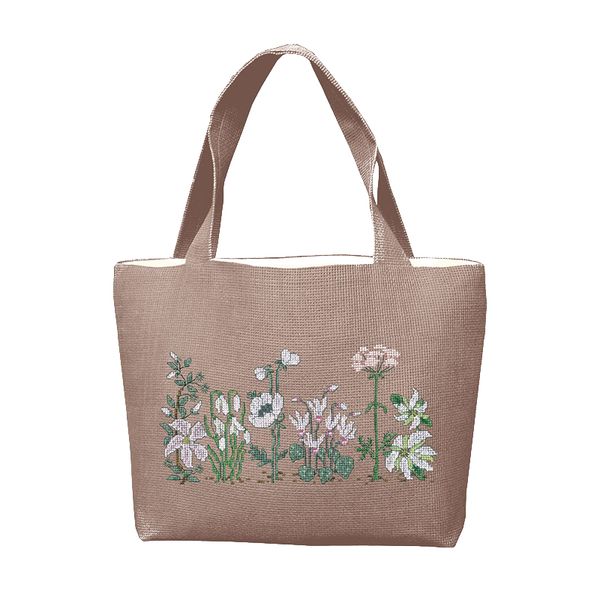 Набор для вышивания нитками Le Bonheur des Dames сумки Handbag White Flowers (Белые цветы), 42х27х9 см