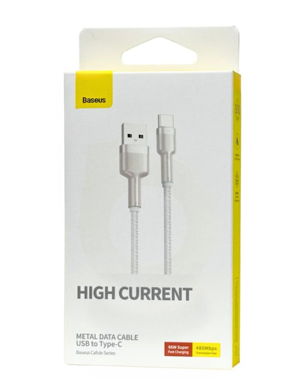 Usb Кабель-зарядка TYPE-C Baseus Cafule Series Metal Data Cable 66W 1м (CAKF000102) белый