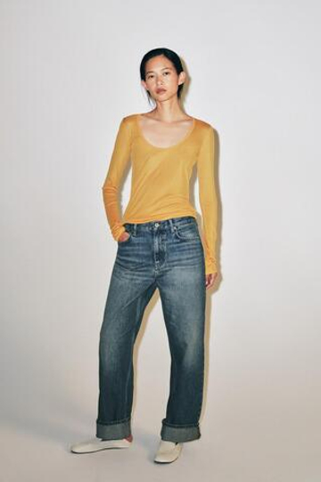 ZARA ДЖИНСЫ BAGGY СО СРЕДНЕЙ ПОСАДКОЙ — ZW COLLECTION, СИНИЙ