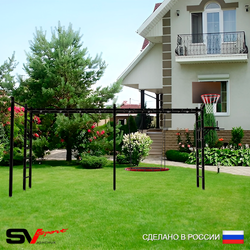Уличная шведская стенка Sv Sport рукоход х 2 с комплектом турник прямой У55122.2К (Брусья/Гнездо 115см/Щит баскет)