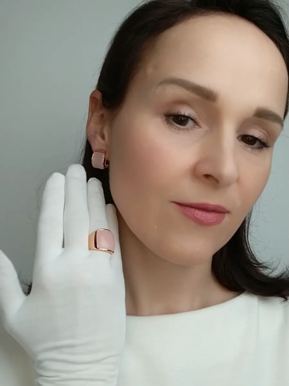 Серьги Отражение с розовым опалом