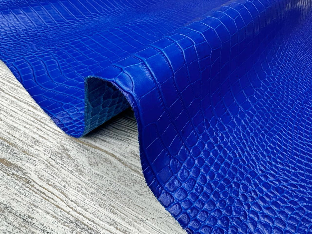 Крокодил цв. Синий / Real Blue, толщ. 0,9-1,1 мм, натуральная кожа