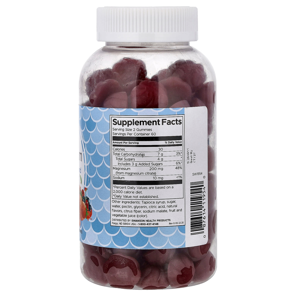 Swanson Vitamins, жевательные таблетки с магнием, ягодный вкус, 120 жевательных таблеток (100 мг в 1 таблетке)