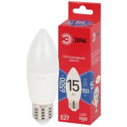 Лампа светодиодная ЭРА RED LINE LED B35-15W-865-E27 R 15Вт свеча холодный дневной свет Е27 | Лампы cветодиодные Свеча (B/C)