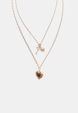 STRADIVARIUS Комплект из 2 колье в форме сердца, золотой