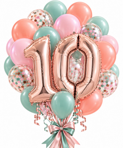 Букет шаров "На Юбилей 10 лет" нежные макарунсы