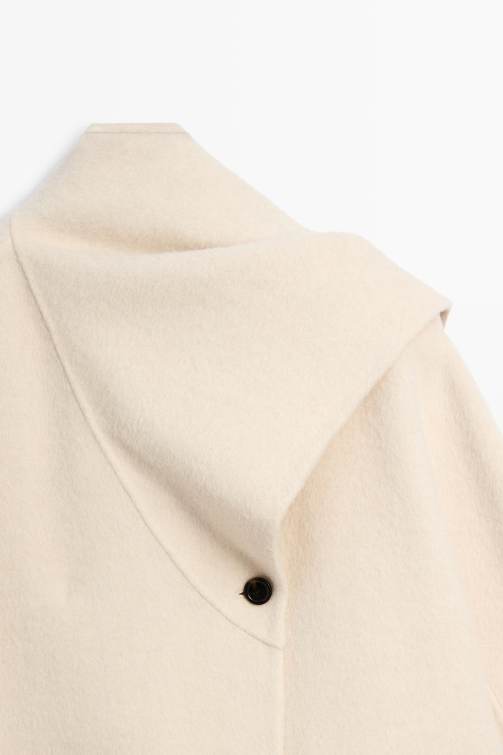 Massimo Dutti Короткое пальто с отделкой в ​​виде шарфа, экрю