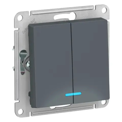 ATLASDESIGN 2-клавишный ВЫКЛЮЧАТЕЛЬ с подсветкой, сх.5а, 10АХ, механизм, ГРИФЕЛЬ