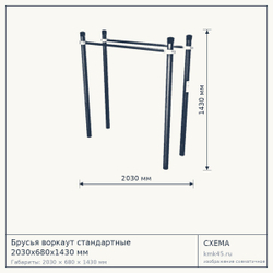 Брусья воркаут стандартные 2030х680х1430 мм — от 26 000 ₽