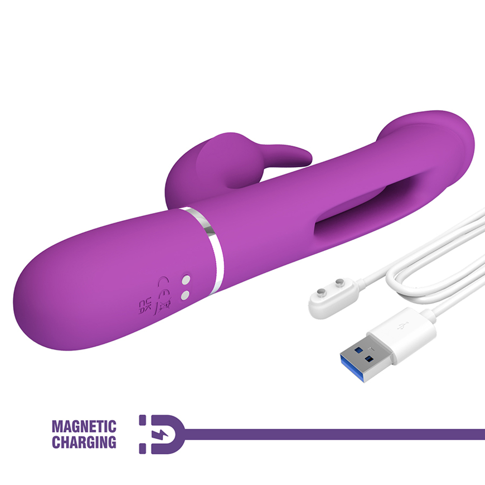 Фиолетовый вибратор-кролик 23,2см с фингерингом Pretty Love Twinkled Tenderness Kampas Flicking Vibrator Rabbit BW-500025-3