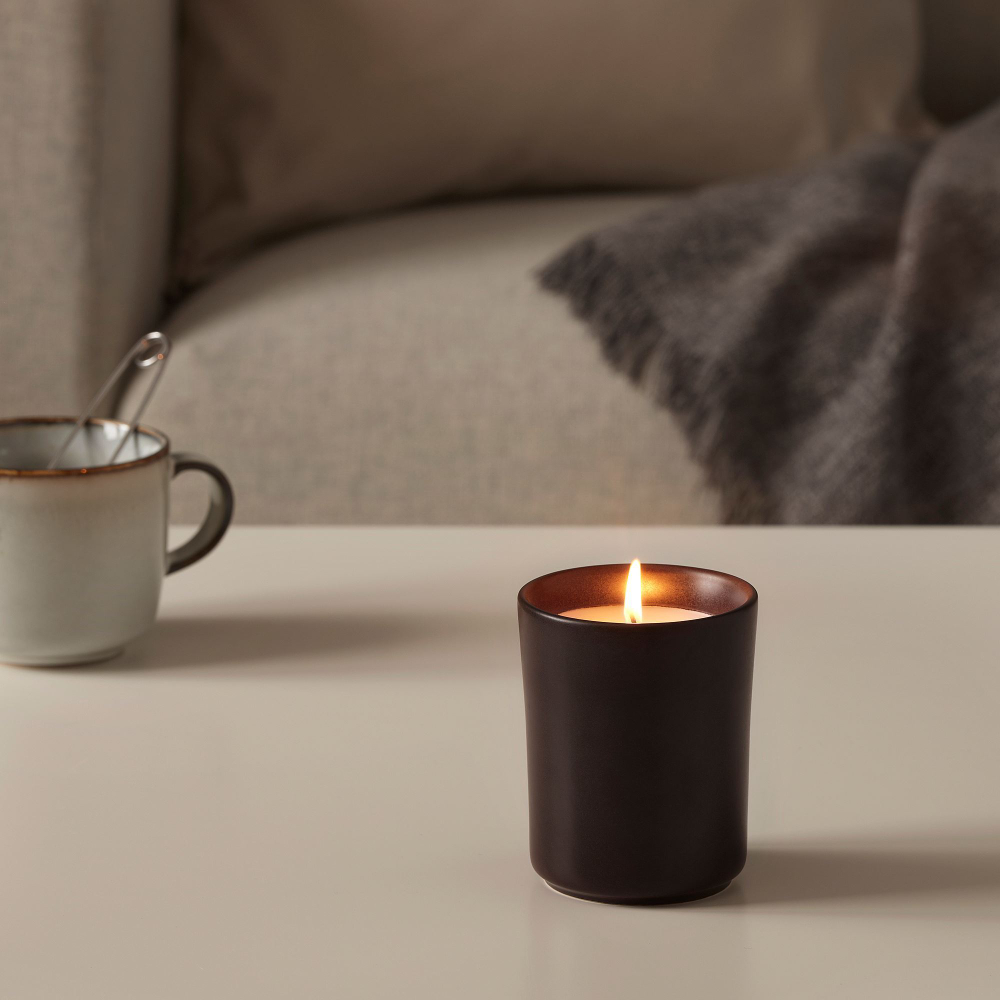 Свеча ароматическая IKEA BEHJARTAD (БЕХЭРТАД), Костер, Темный кофе, 50 часов