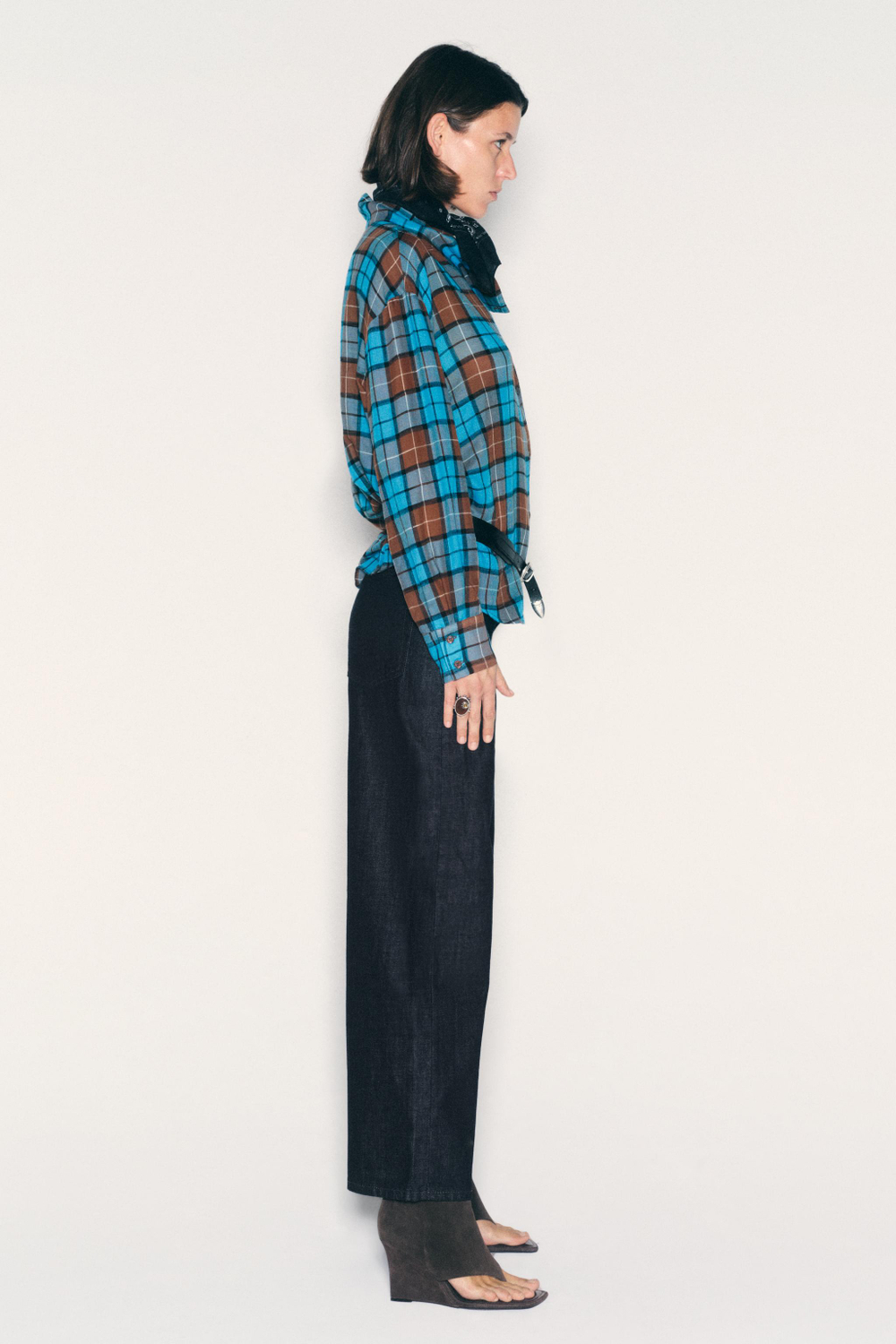 РУБАШКА С ЗАПАХОМ В КЛЕТКУ — ZARA