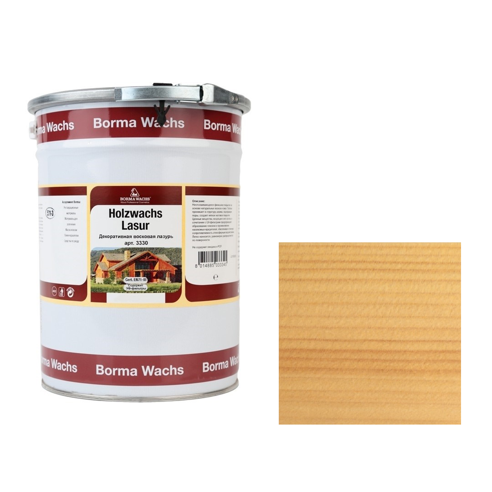 Декоративная ВОСКОВАЯ лазурь / Масло для фасадов Borma Holzwachs Lasur 20 л цвет 05 Сосна для наружных и внутренних работ R3340-9