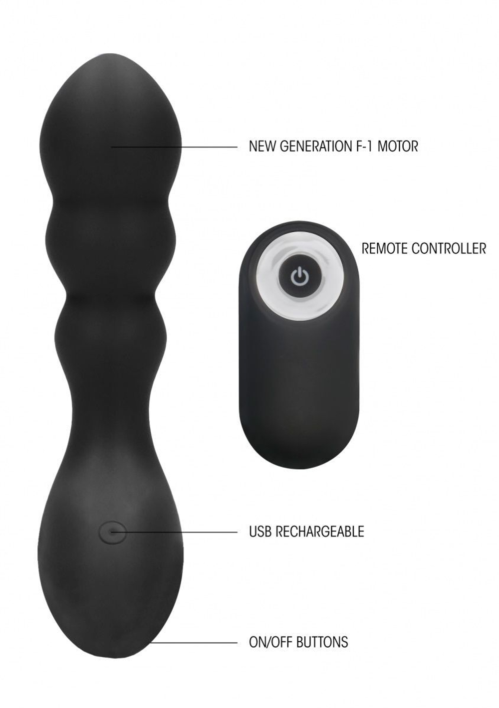 Черный массажер простаты с пультом N 78 Rechargeable Anal Stimulator - 12 см. (Цвет: черный)