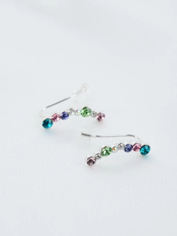 Серьги-клаймберы Млечный путь с разноцветными кристаллами Swarovski