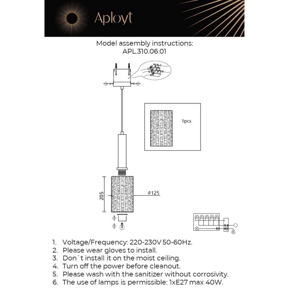 Подвесной светильник Aployt Henrite APL.310.06.01