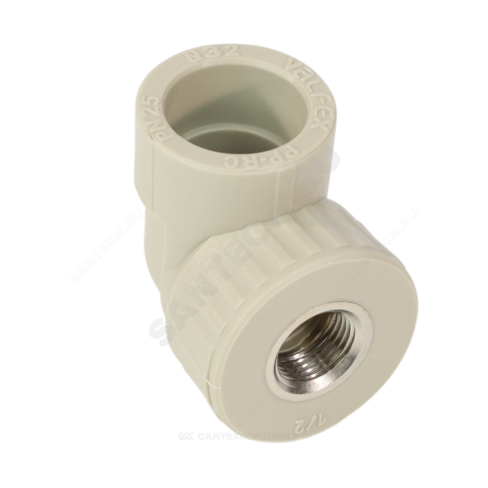 Угольник PP-R комбинированный серый Дн 32х1/2" ВР VALFEX 10125232Г
