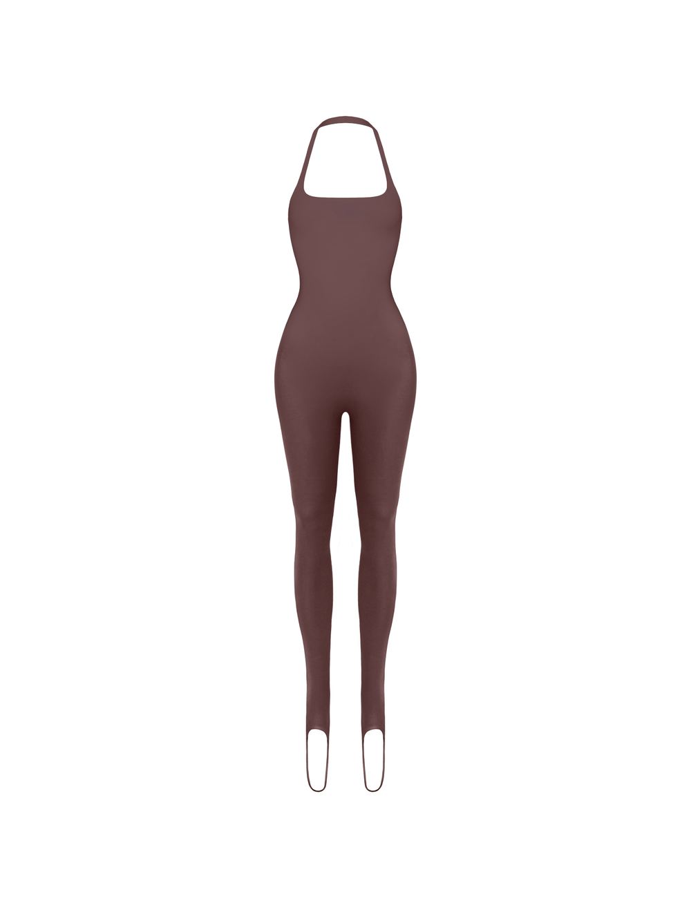chocolate halter catsuit