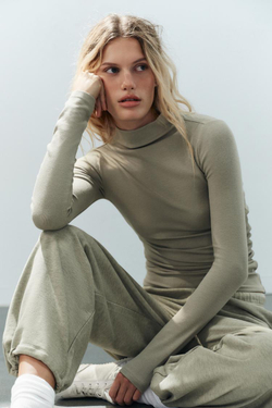 ZARA БРЮКИ-ДЖОГГЕРЫ СВОБОДНОГО КРОЯ, ЗЕЛЕНЫЙ/СЕРЫЙ