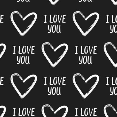 Паттерн сердце с надписью I love you