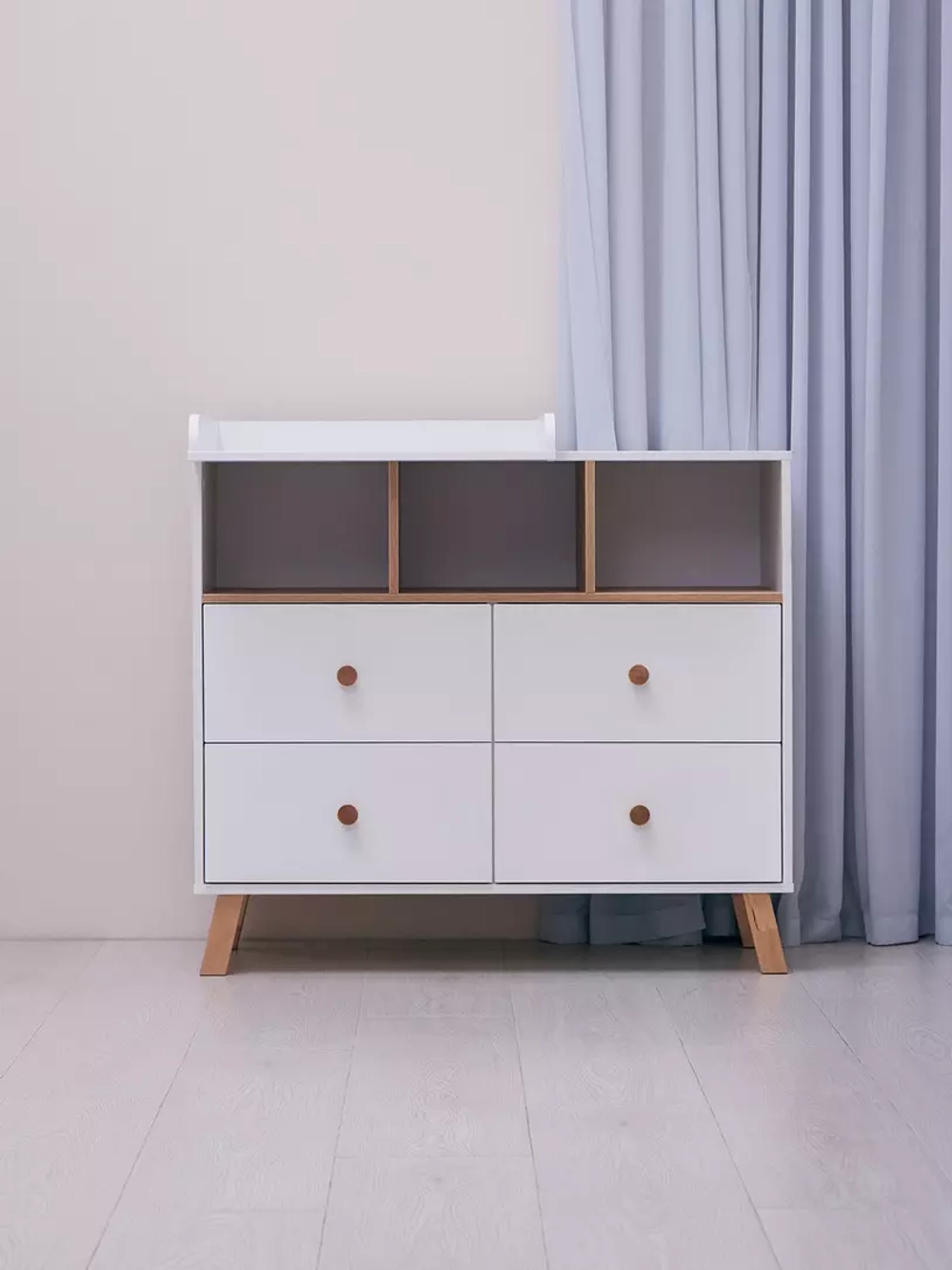 Комод с ящиком "Style" 80 см 2 ящика 2 отсека (арт.115) Cloud White